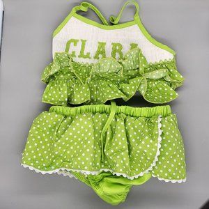 Green & White Polka Dot Halter Set